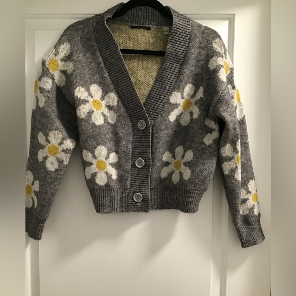 Cardigan Tahari daisy print sweater